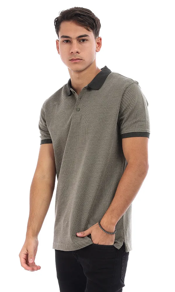 95742 Turn Down Collar Stitched Polo Shirt - Olive