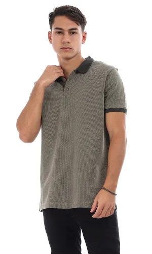 95742 Turn Down Collar Stitched Polo Shirt - Olive