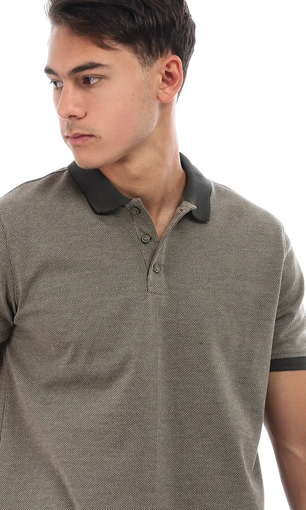 95742 Turn Down Collar Stitched Polo Shirt - Olive