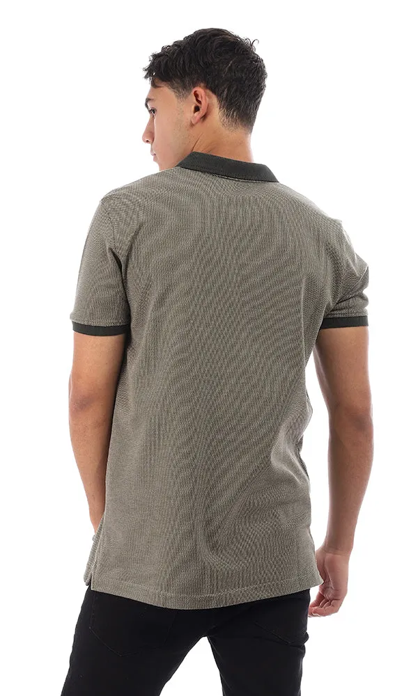95742 Turn Down Collar Stitched Polo Shirt - Olive