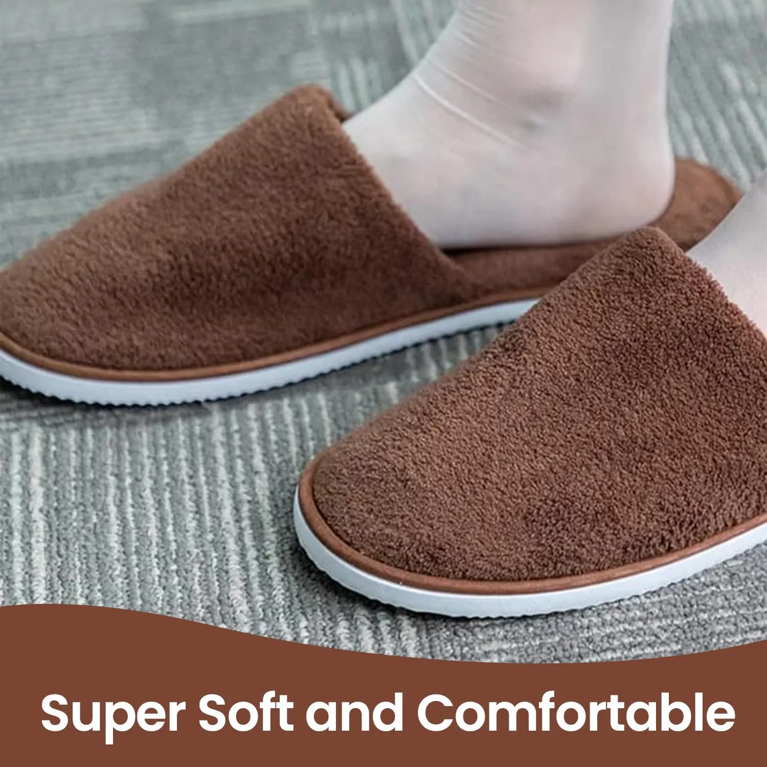 A to Z PRO 12 Pairs disposable slippers for Guests, Ideal for Hotel, Home Indoor/Outdoor Use, Non-Slip, Washable & Reusable, Fits US Men Size 10, Women 11, Perfect for Travel, Bridesmaid, Wedding