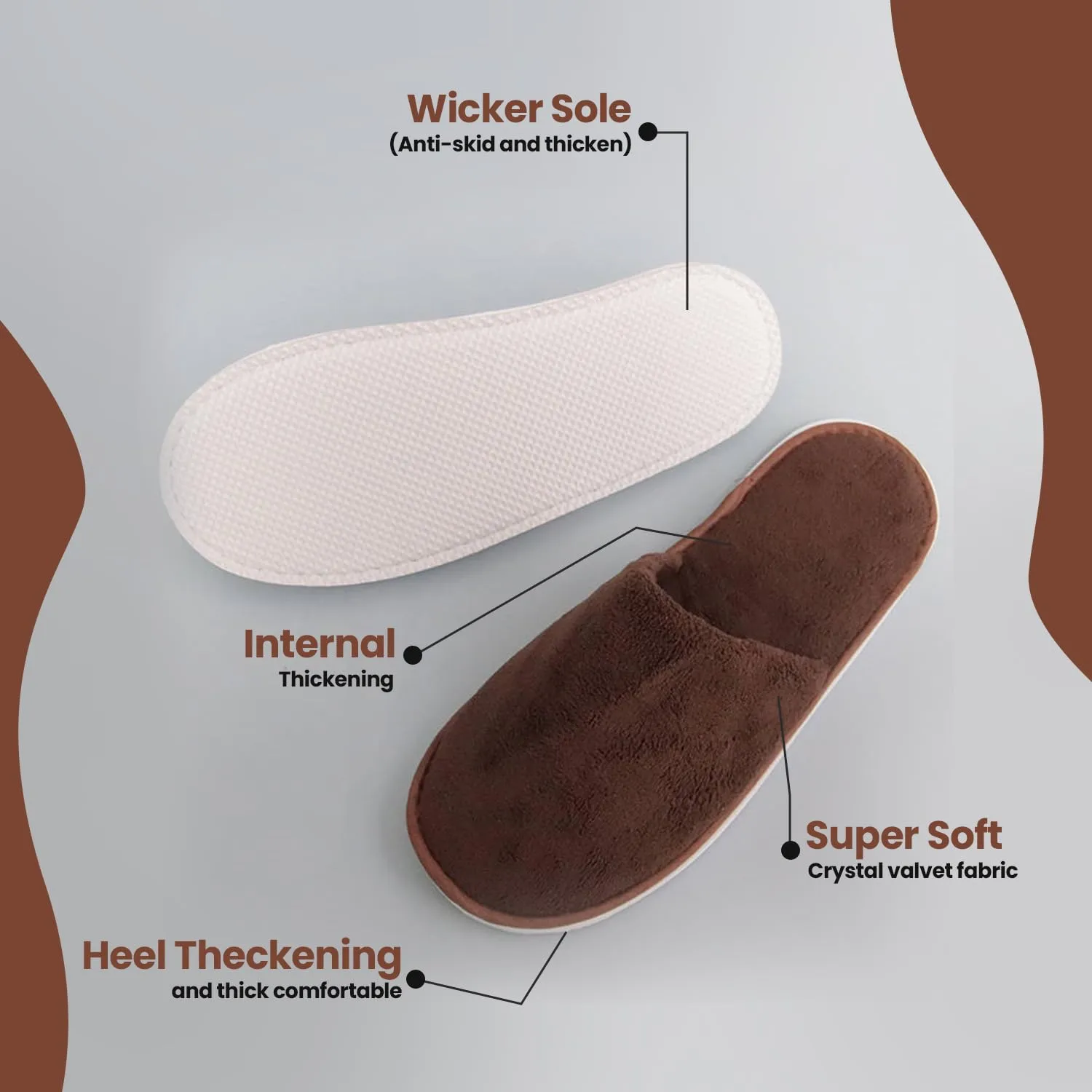 A to Z PRO 12 Pairs disposable slippers for Guests, Ideal for Hotel, Home Indoor/Outdoor Use, Non-Slip, Washable & Reusable, Fits US Men Size 10, Women 11, Perfect for Travel, Bridesmaid, Wedding