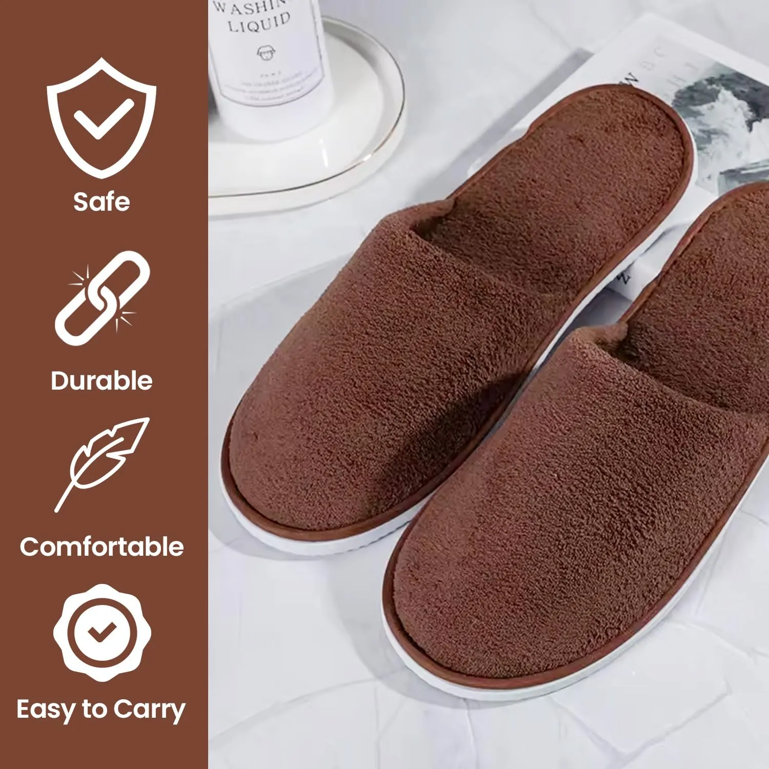 A to Z PRO 12 Pairs disposable slippers for Guests, Ideal for Hotel, Home Indoor/Outdoor Use, Non-Slip, Washable & Reusable, Fits US Men Size 10, Women 11, Perfect for Travel, Bridesmaid, Wedding