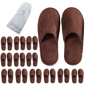 A to Z PRO 12 Pairs disposable slippers for Guests, Ideal for Hotel, Home Indoor/Outdoor Use, Non-Slip, Washable & Reusable, Fits US Men Size 10, Women 11, Perfect for Travel, Bridesmaid, Wedding