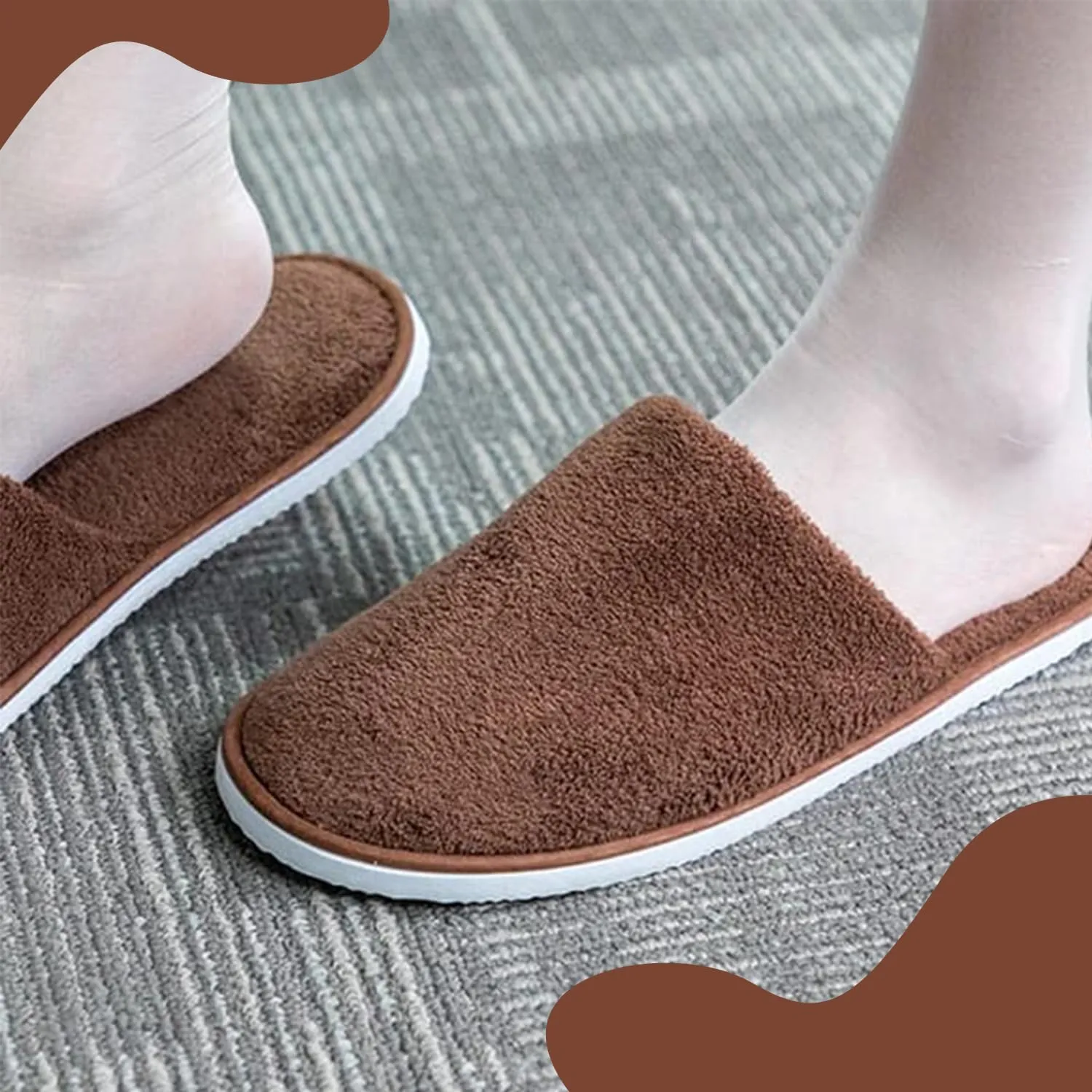 A to Z PRO 12 Pairs disposable slippers for Guests, Ideal for Hotel, Home Indoor/Outdoor Use, Non-Slip, Washable & Reusable, Fits US Men Size 10, Women 11, Perfect for Travel, Bridesmaid, Wedding