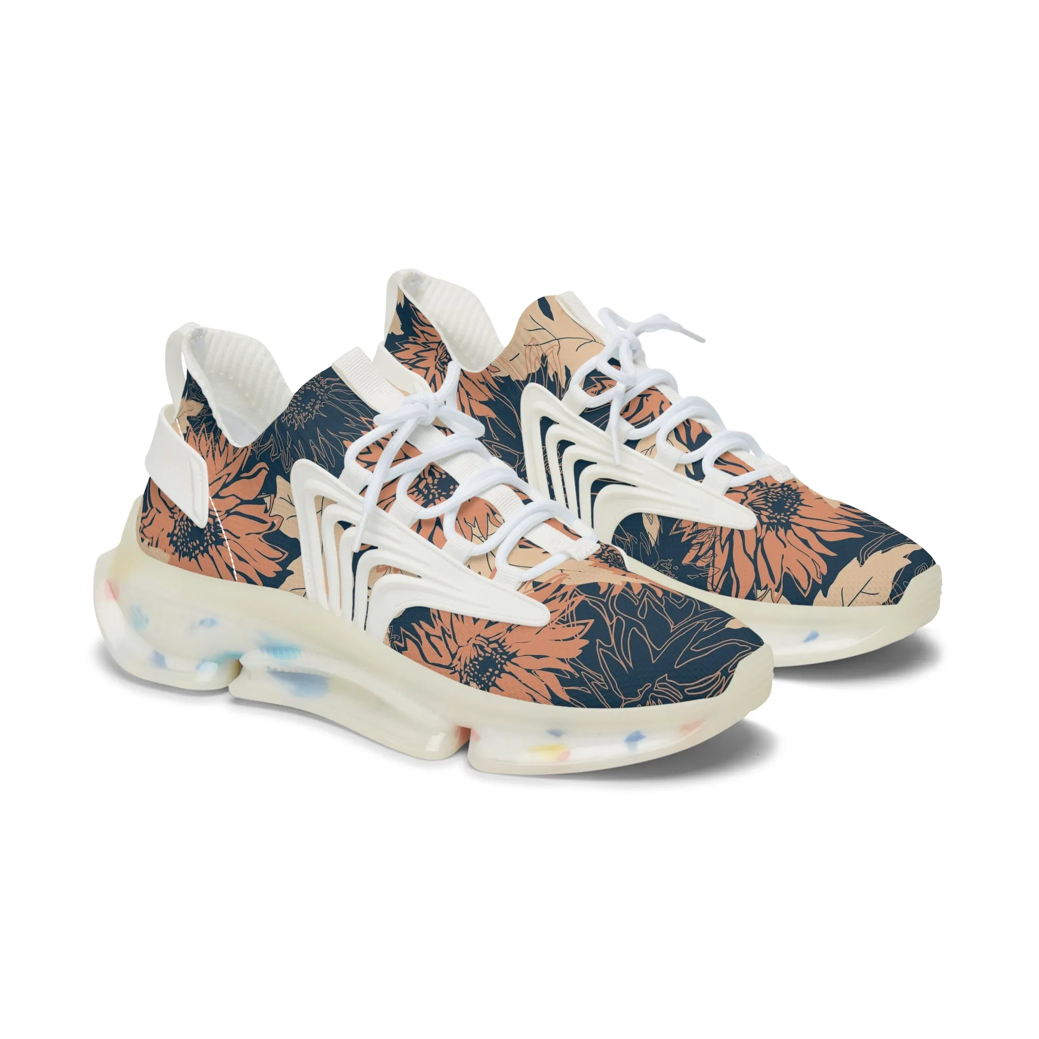 Abstract Pink Flowers Women's Mesh Sneakers