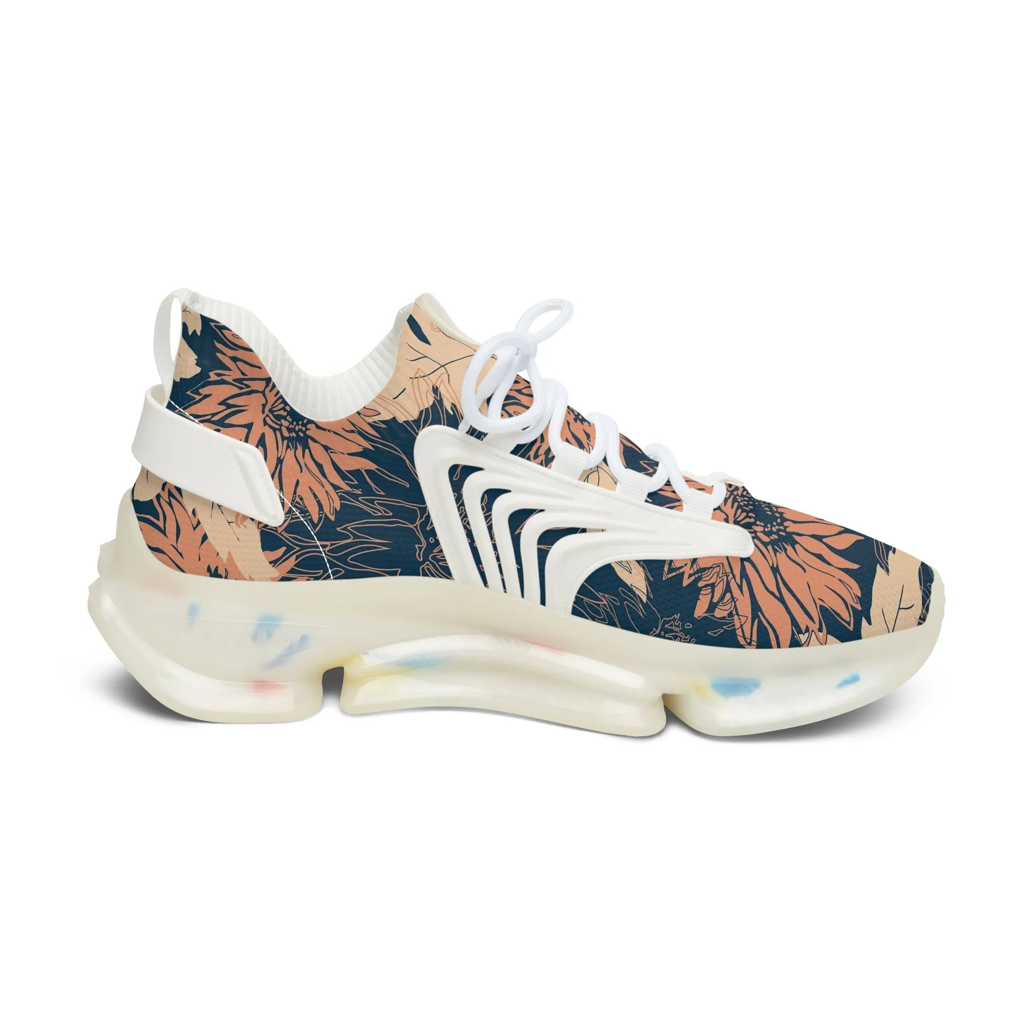 Abstract Pink Flowers Women's Mesh Sneakers