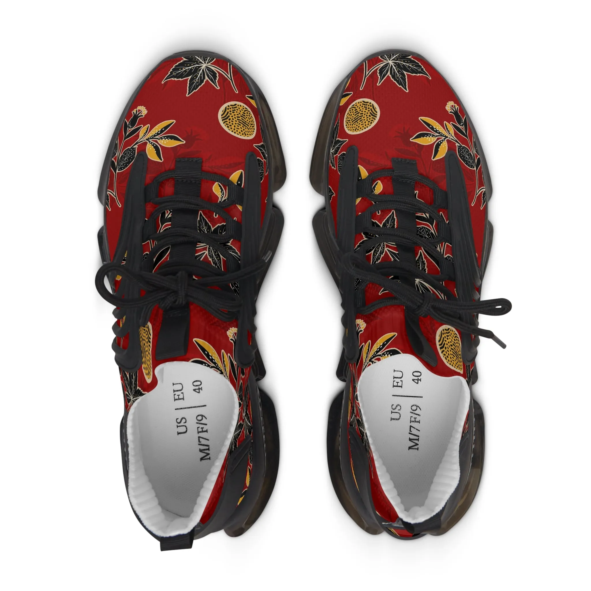 Abstract Red Flowers Women's Mesh Sneakers