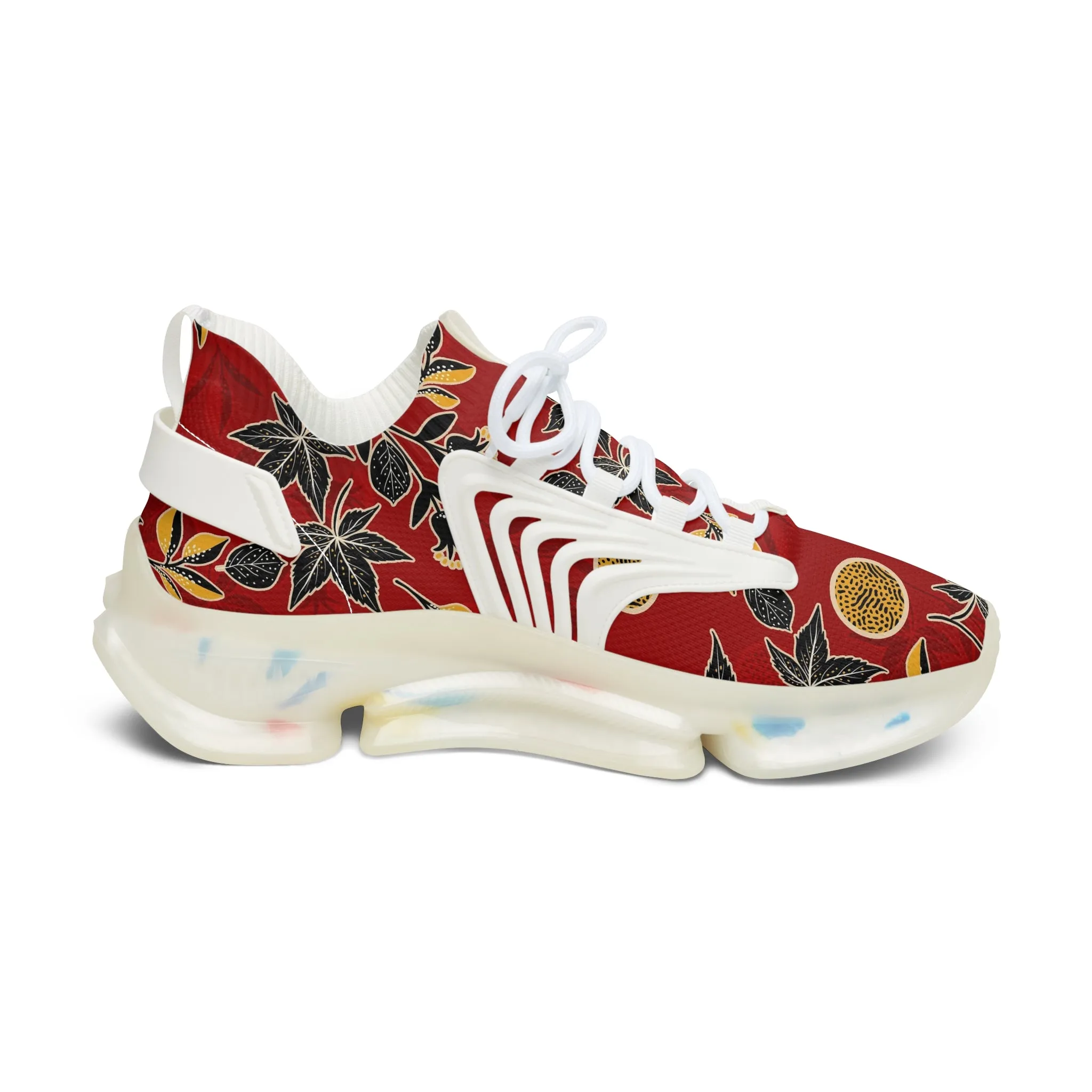 Abstract Red Flowers Women's Mesh Sneakers