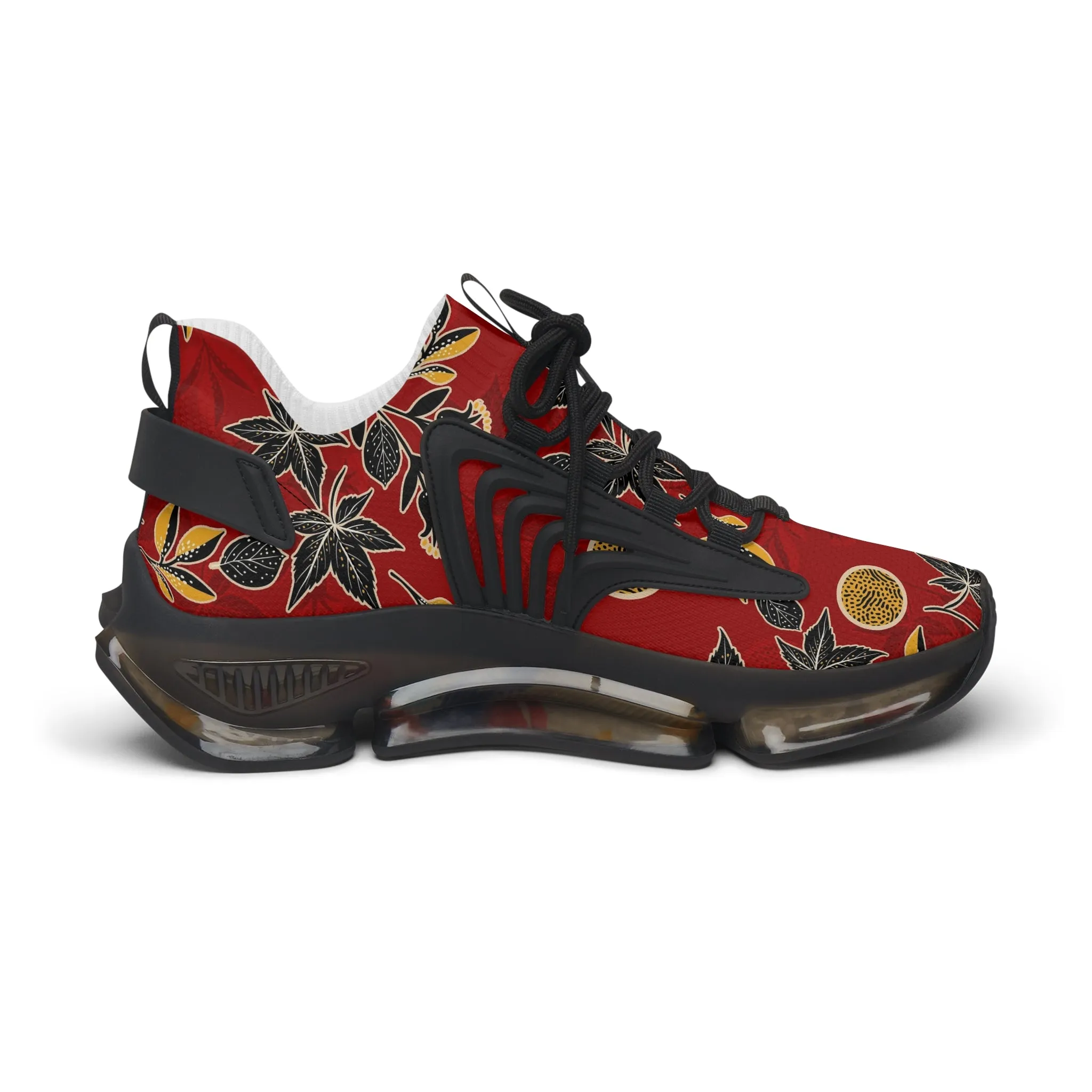 Abstract Red Flowers Women's Mesh Sneakers