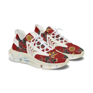 Abstract Red Flowers Women's Mesh Sneakers