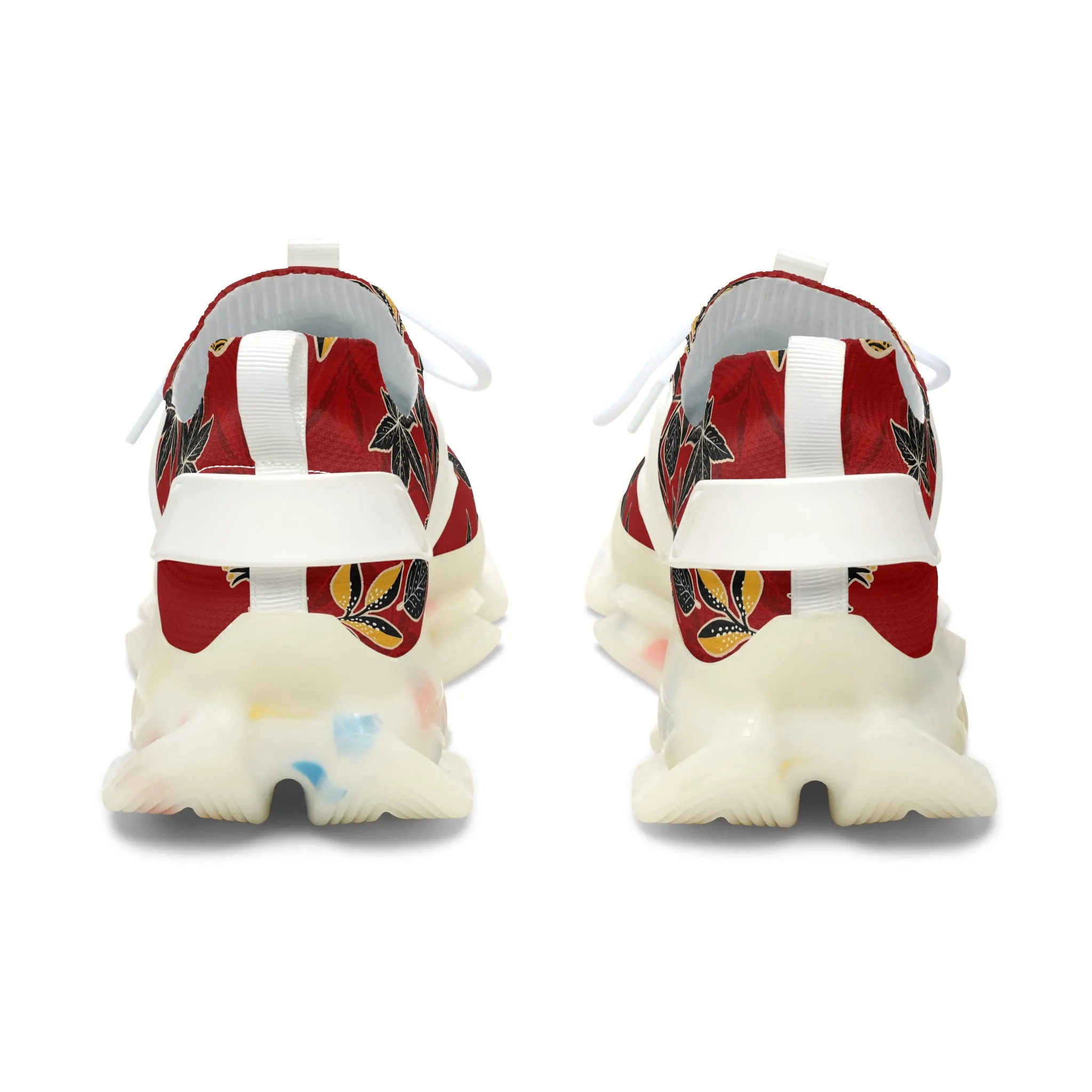 Abstract Red Flowers Women's Mesh Sneakers