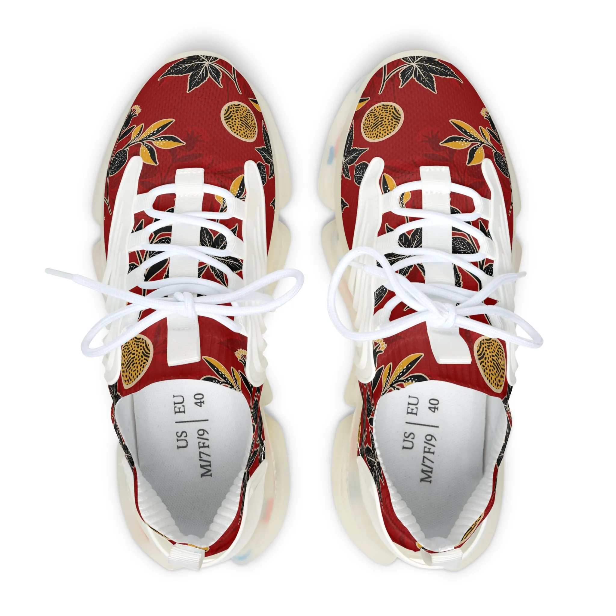 Abstract Red Flowers Women's Mesh Sneakers