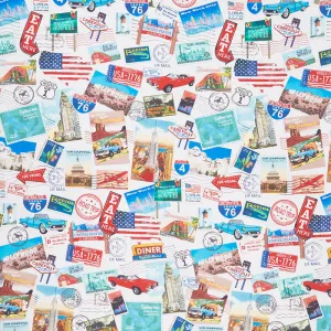 American Road Trip - Road Trip Collage Multi Yardage
