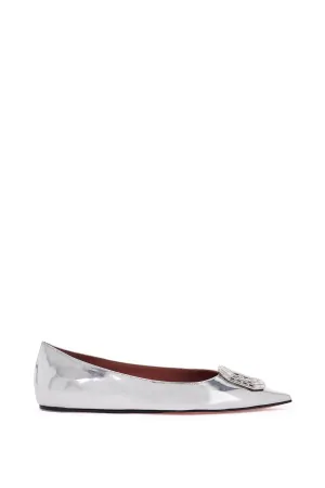 Amina Muaddi Metallic Camellia
