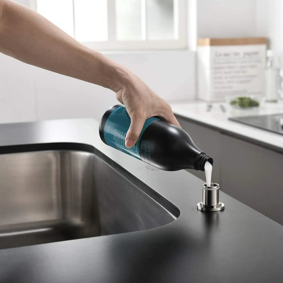 APPASO Kitchen Sink Soap Dispenser Stainless Steel Pump Head 17 Ounce Large PET Brushed Nickel 048BN