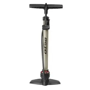Beto Floor Pump Steel w/ Gauge - Silver/Black