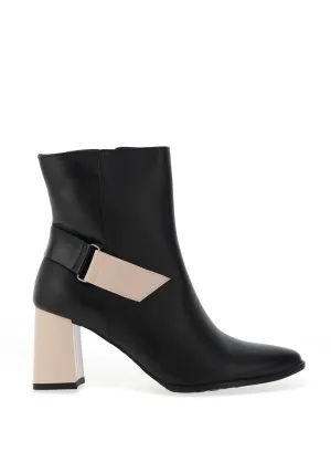 Bioeco by Arka Leather Colour Block Heeled Boots, Black