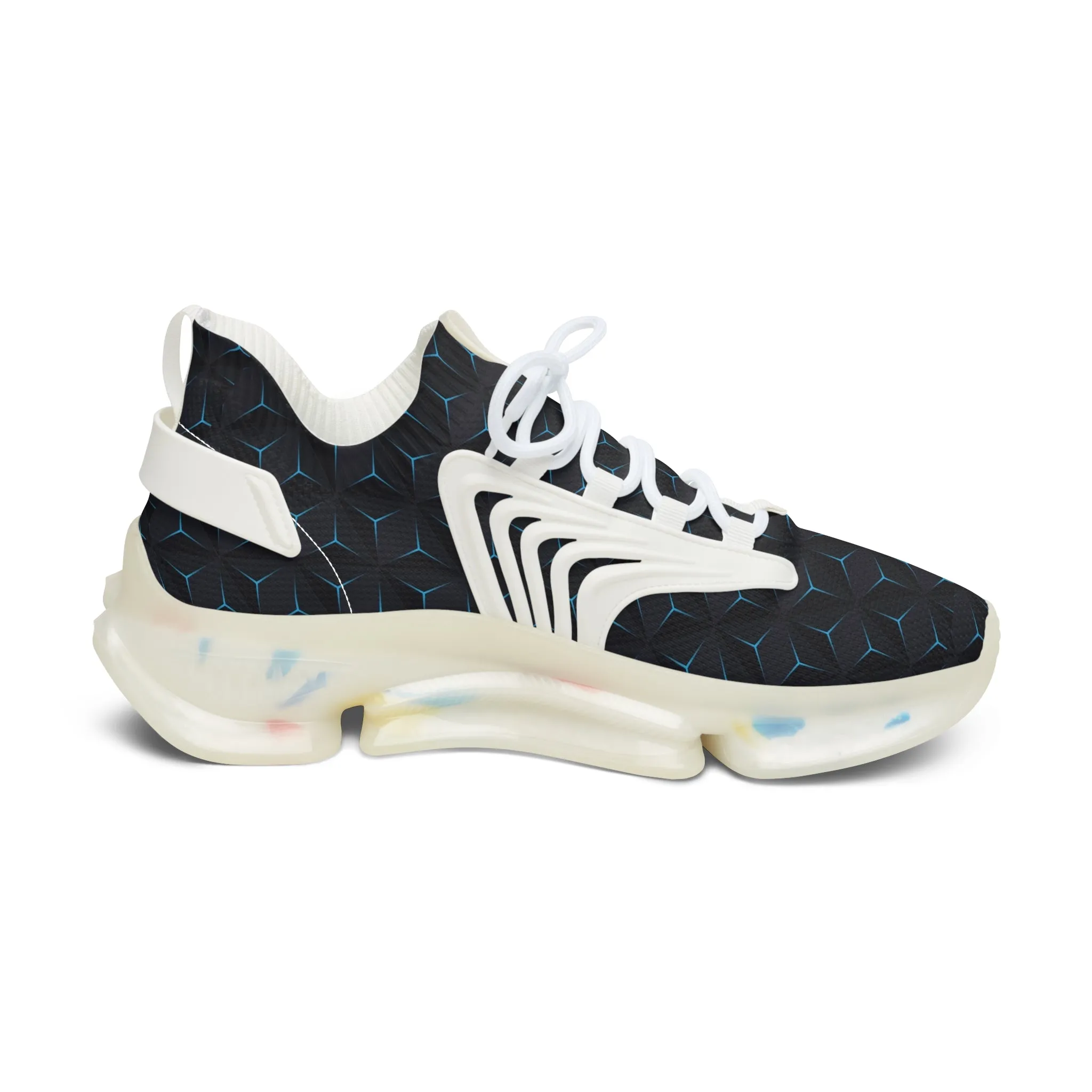 Black and Blue Diamonds Women's Mesh Sneakers
