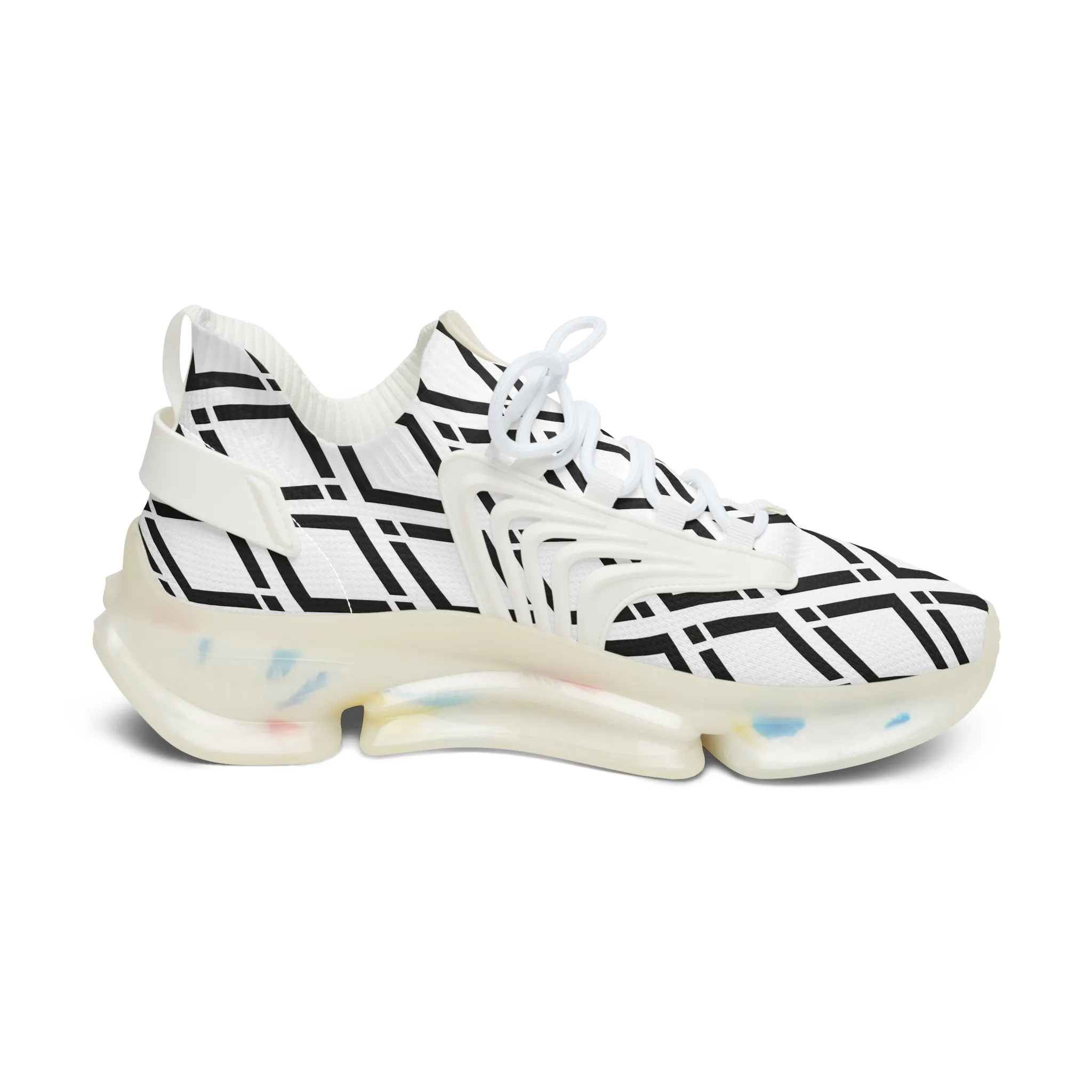 Black and White Diamonds Women's Mesh Sneakers