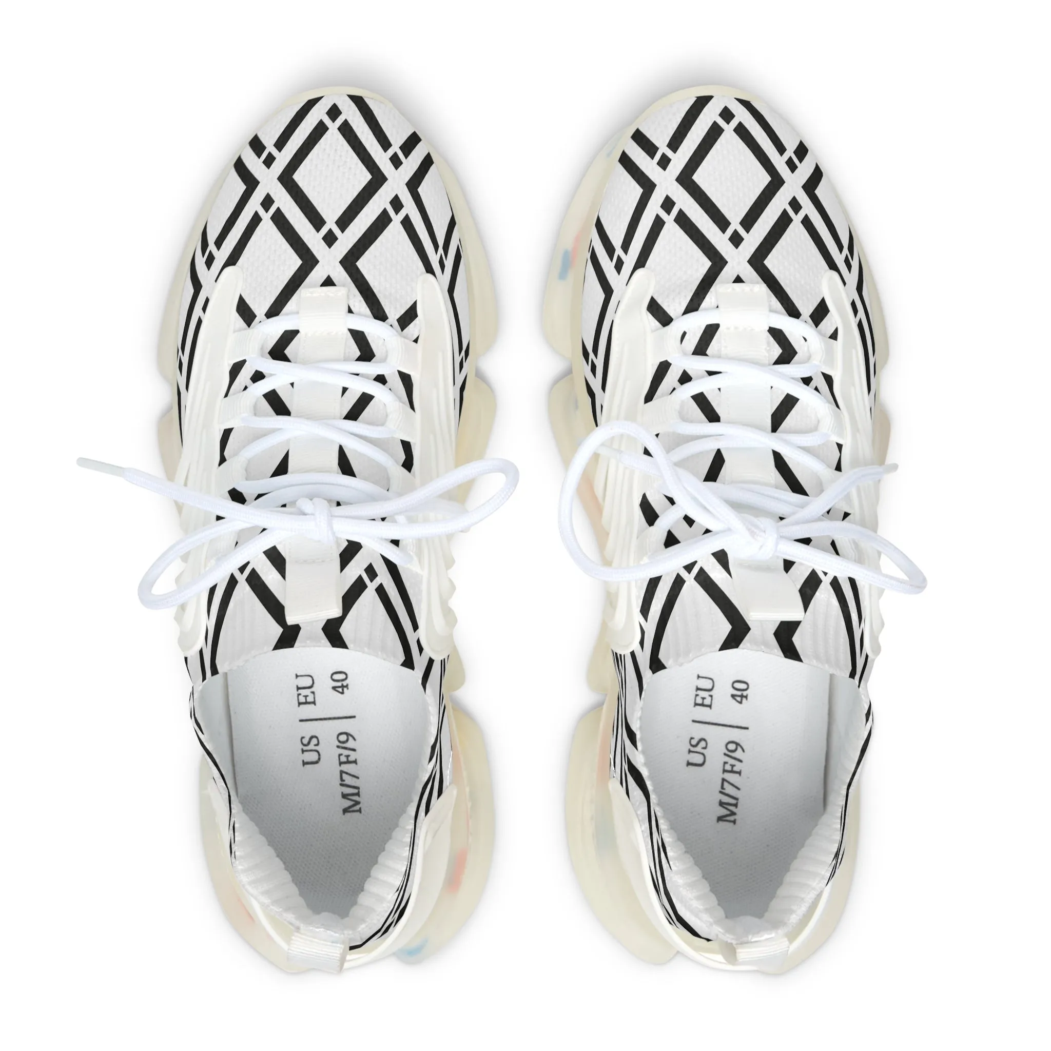 Black and White Diamonds Women's Mesh Sneakers