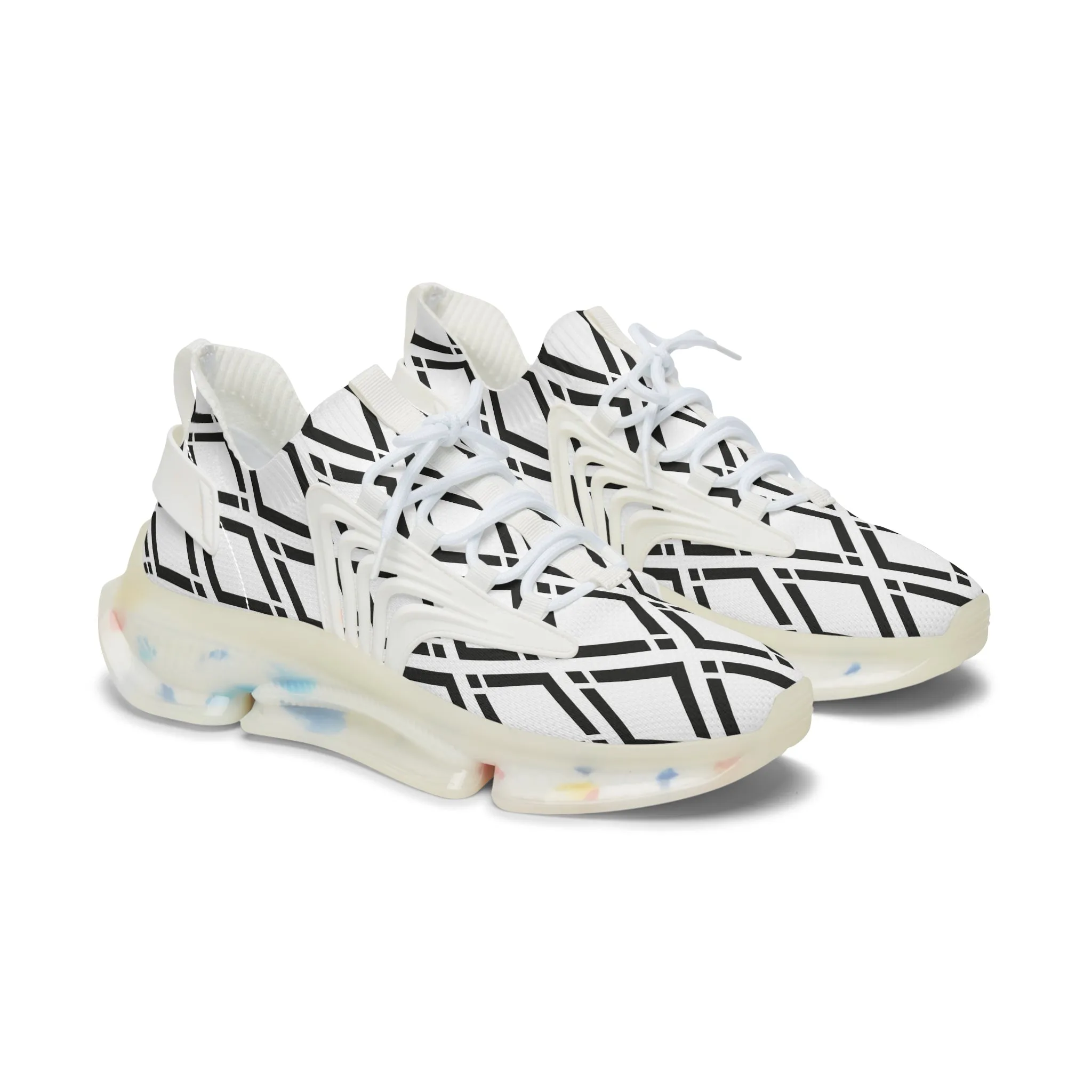 Black and White Diamonds Women's Mesh Sneakers