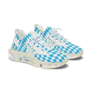 Blue and White Diamonds Women's Mesh Sneakers