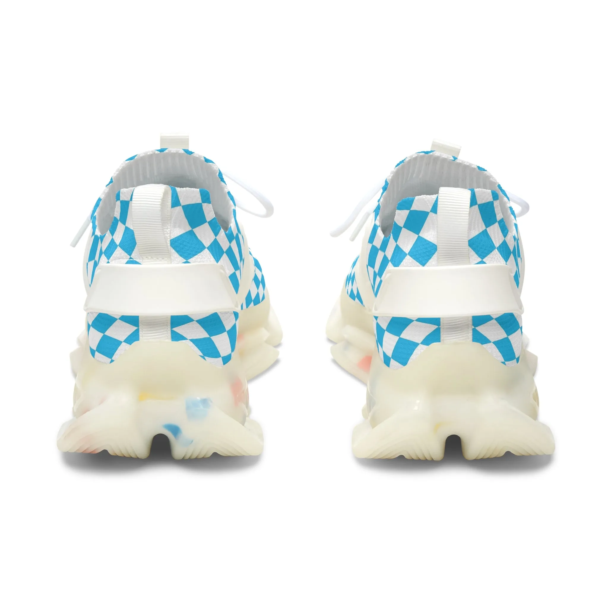 Blue and White Diamonds Women's Mesh Sneakers