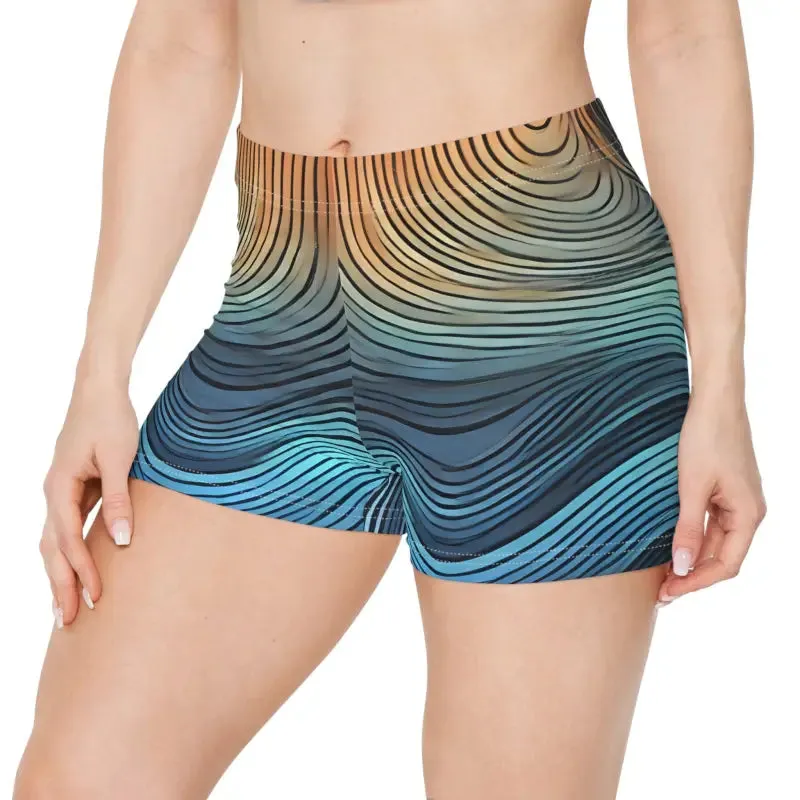 Blue Wavy Stripes Summer Women's Shorts