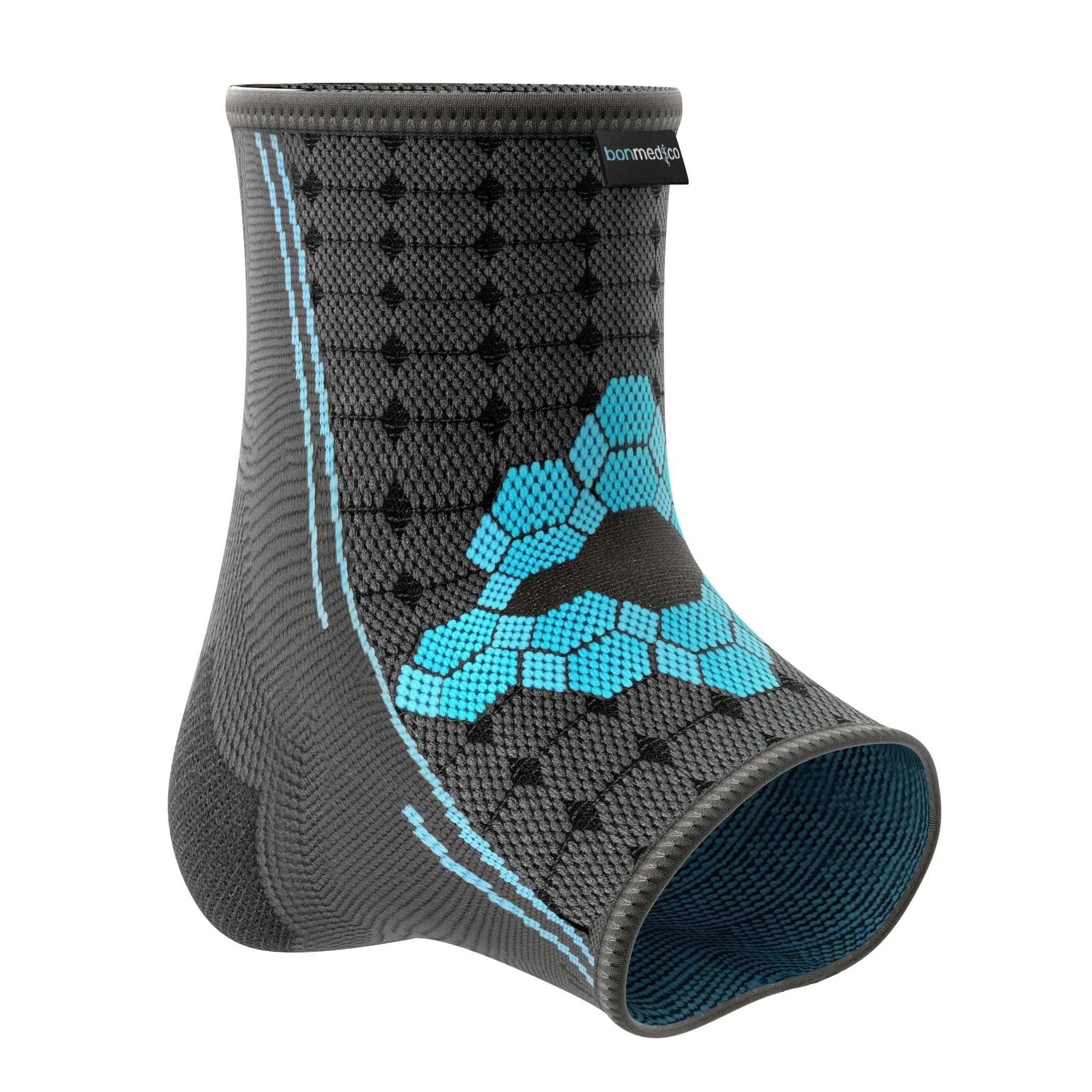 bonmedico Ankle Support Brace - Ekto Large Ankle Brace Compression Sleeve w/Thermo-Active Material to Ease Discomfort from Weak Ankles & Foot Injuries, L Grey