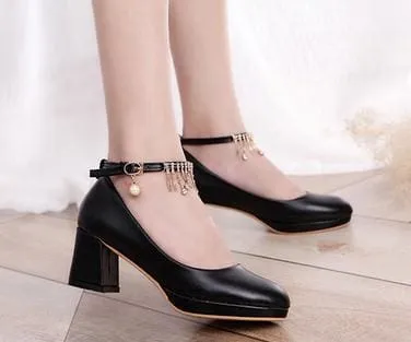 Bridal Shoes Super High Heels String Bead Ankle Strap