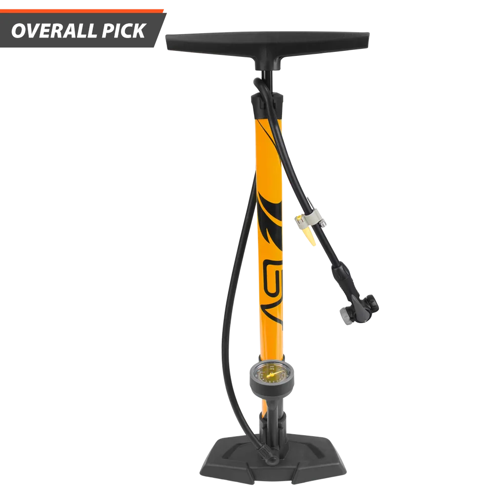 BV Bike Floor Pump with Gauge 160 PSI Clever Twin Valve Compatible with Presta & Schrader | BV-GF55E