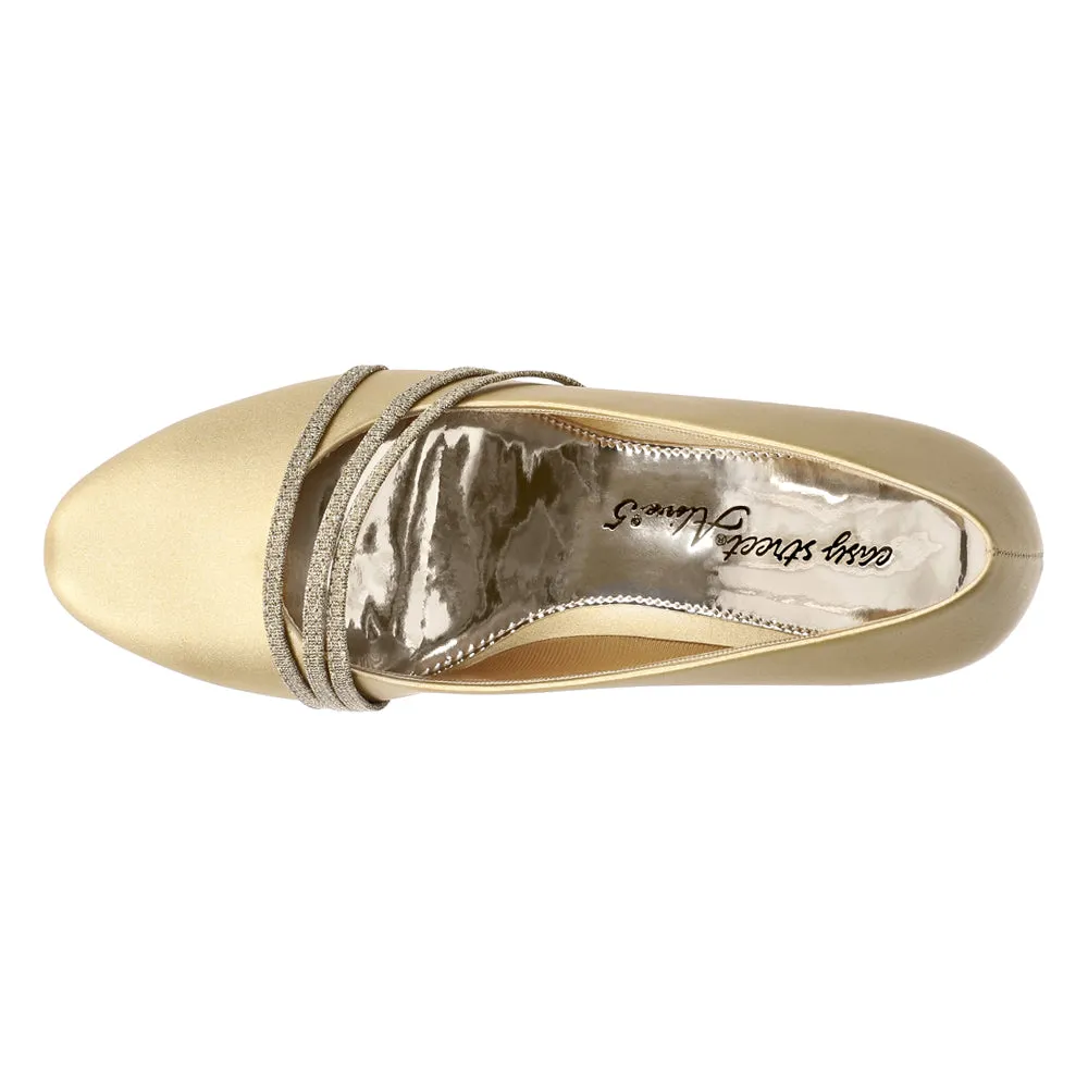 Cristiny Metallic Round Toe Wedding Pumps