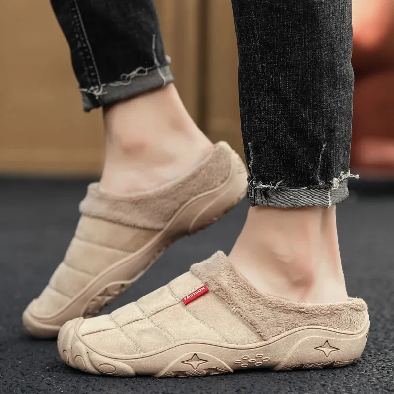 Cuzcare Fleece Warm Slippers For Men Basic Winter Shoes