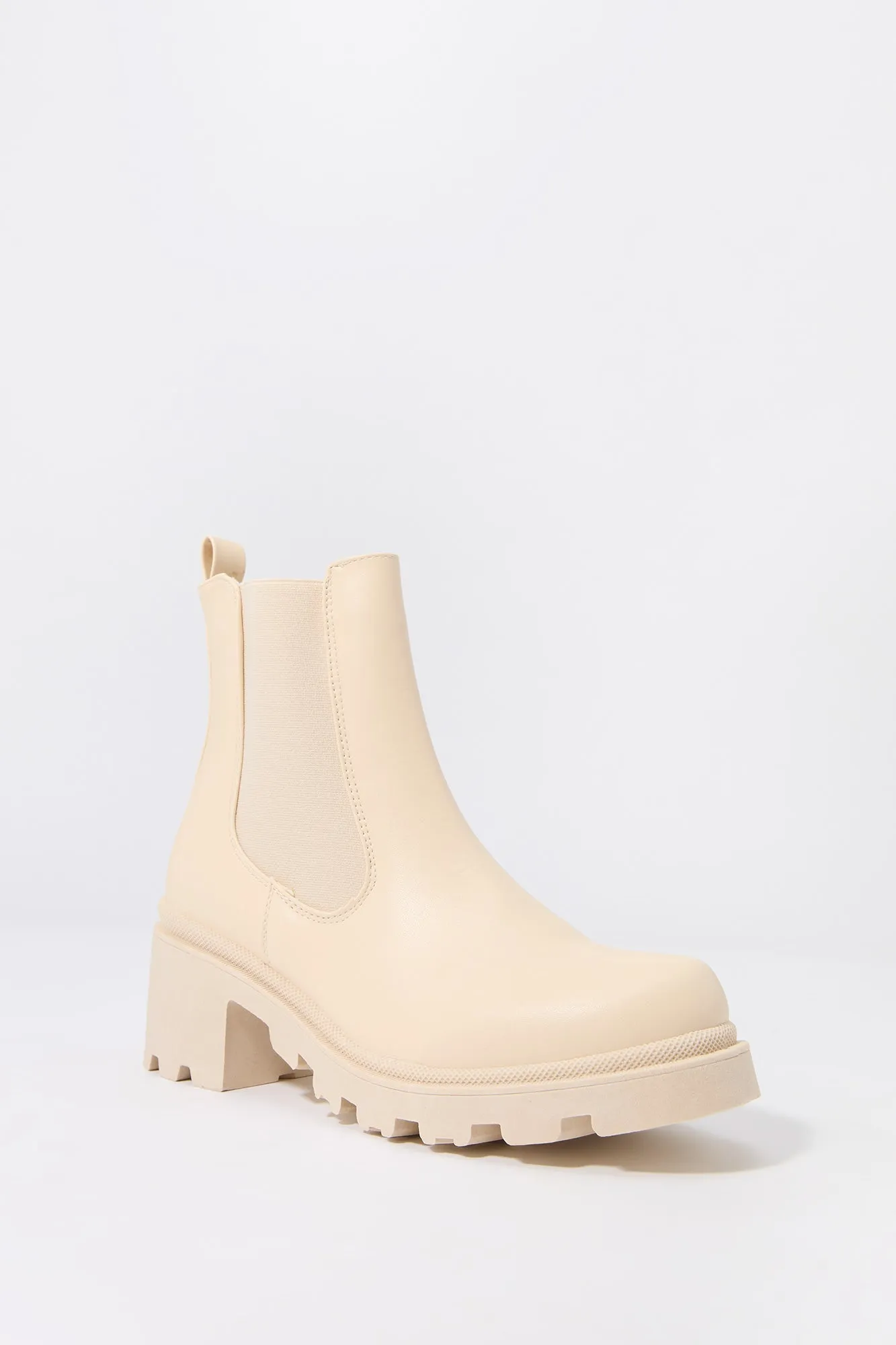 Faux Leather Heeled Gore Boot