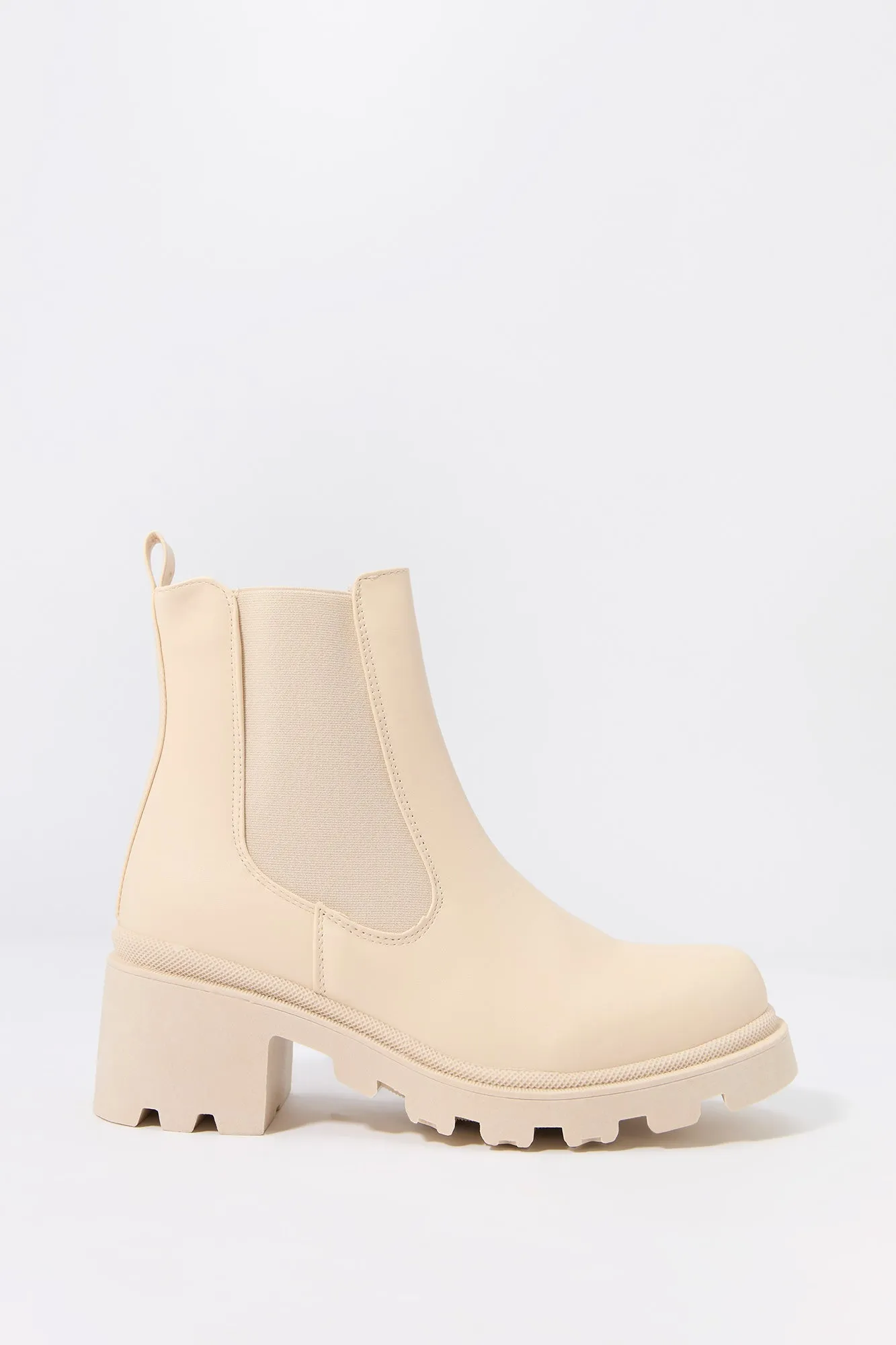 Faux Leather Heeled Gore Boot