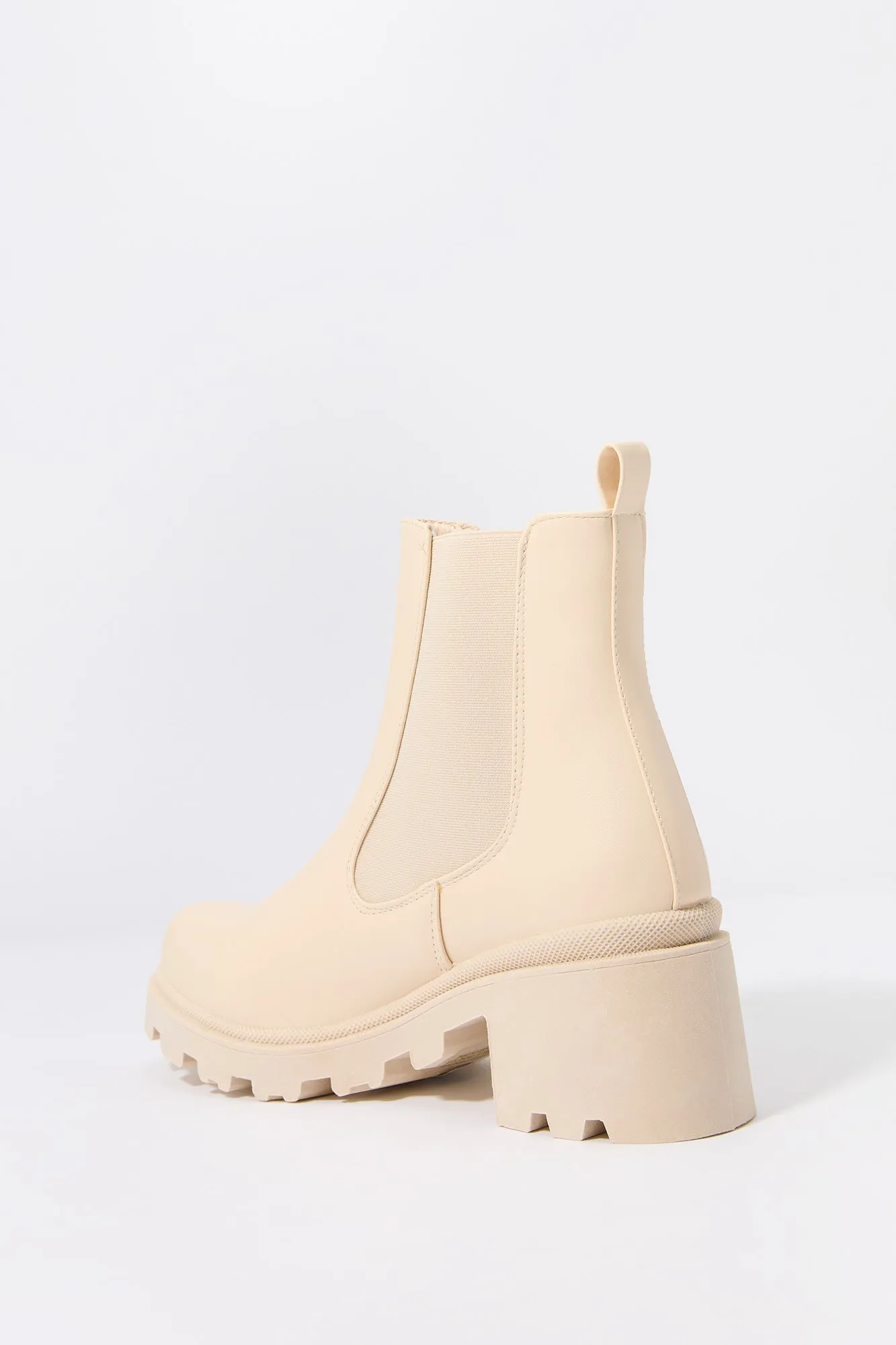 Faux Leather Heeled Gore Boot