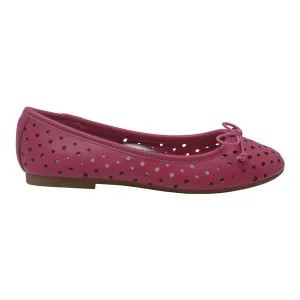 Girls Fuchsia Perforated Bow Ballet Trendy Flats 7-10 Toddler