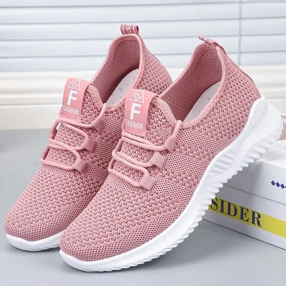 GroovyWish Women Orthopedic Shoes Comfy Elastic Mesh Round Toe Running Sneakers