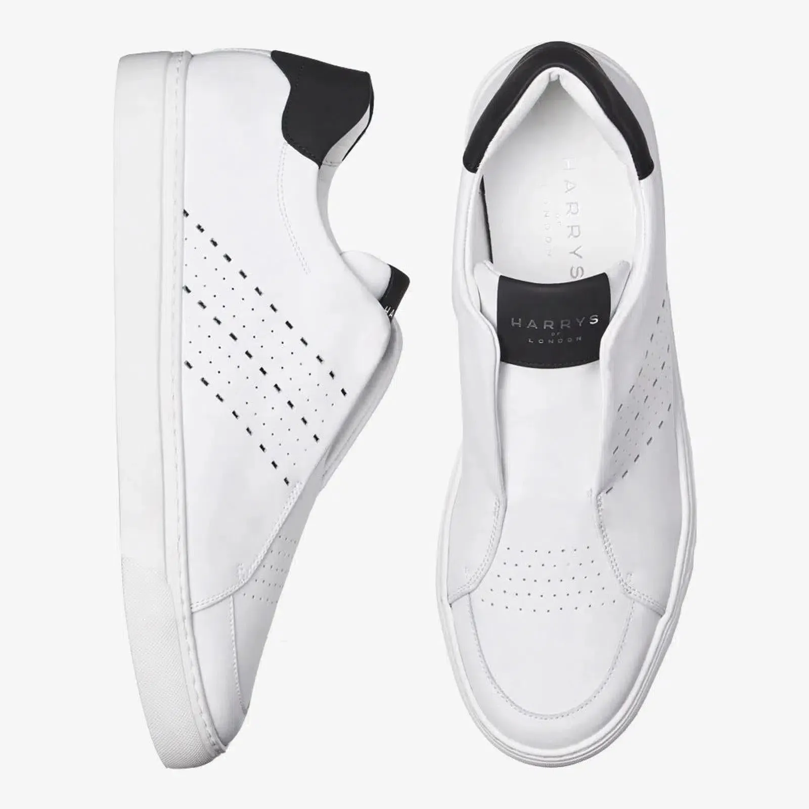 Harrys Of London Track Tech Leather Trainer White-Black