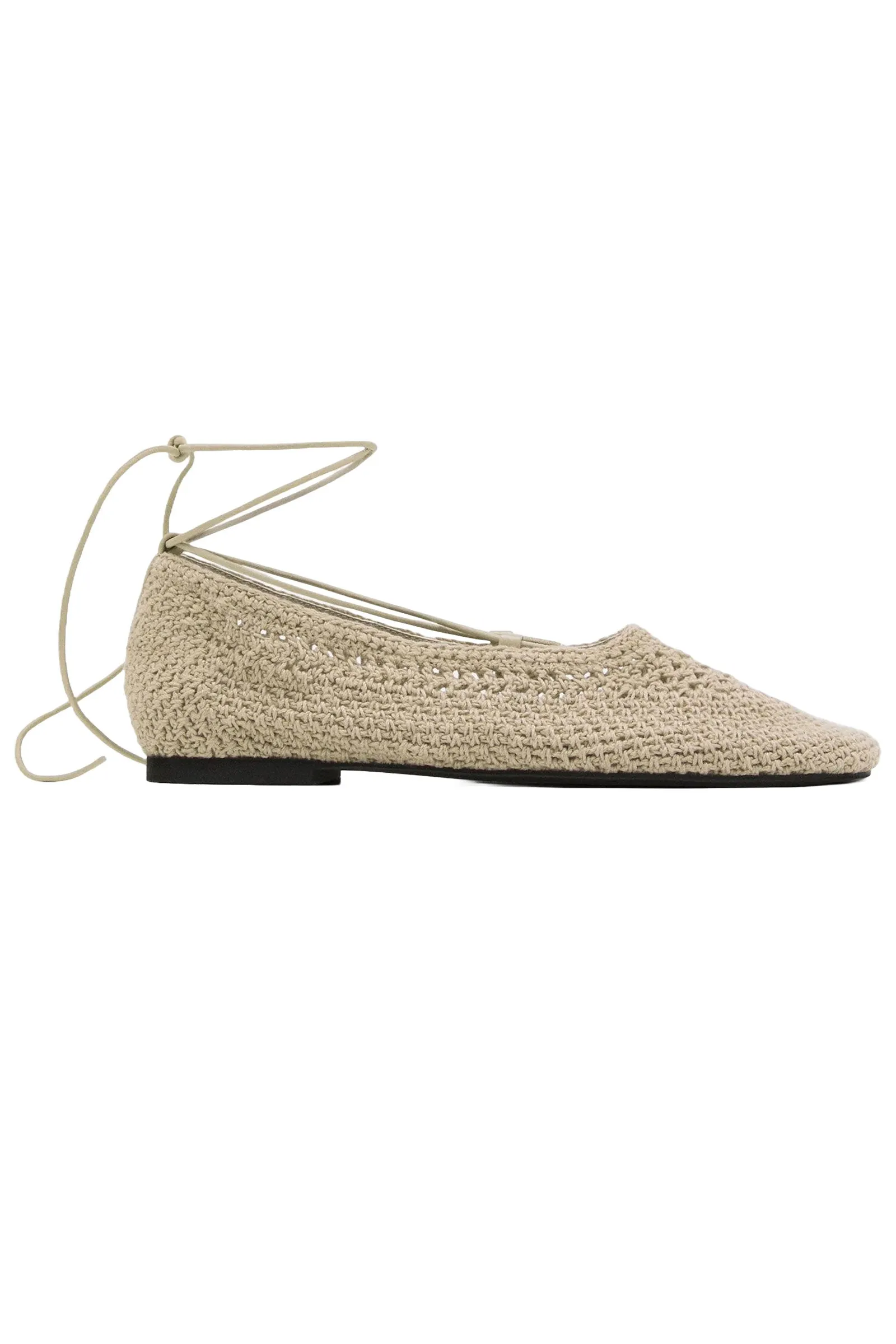 Laceup Crochet Ballet Flats