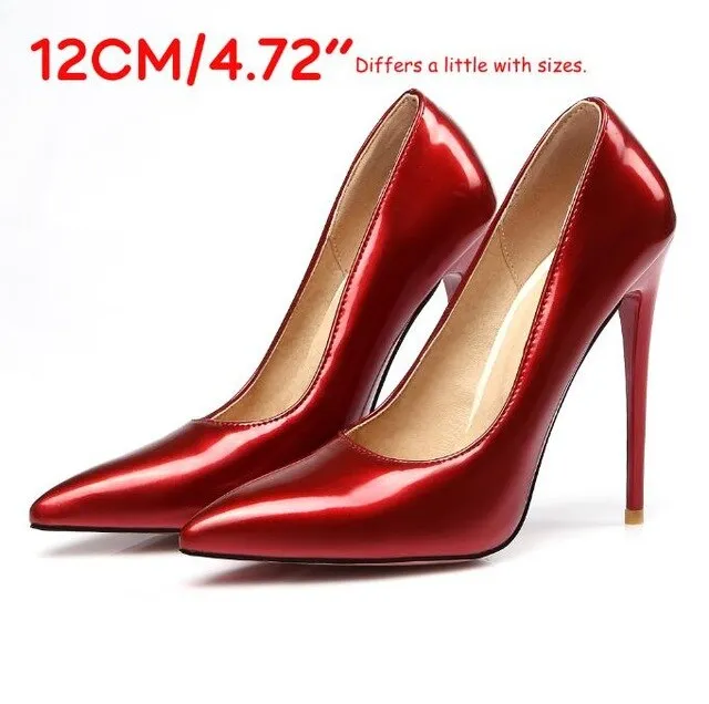 LAIGZEM FASHION Women Heels Pointy Toe Stiletto High Heels 6/8/12CM Pumps Dress Wedding Work Basic Shoes Woman Big Size 33-47