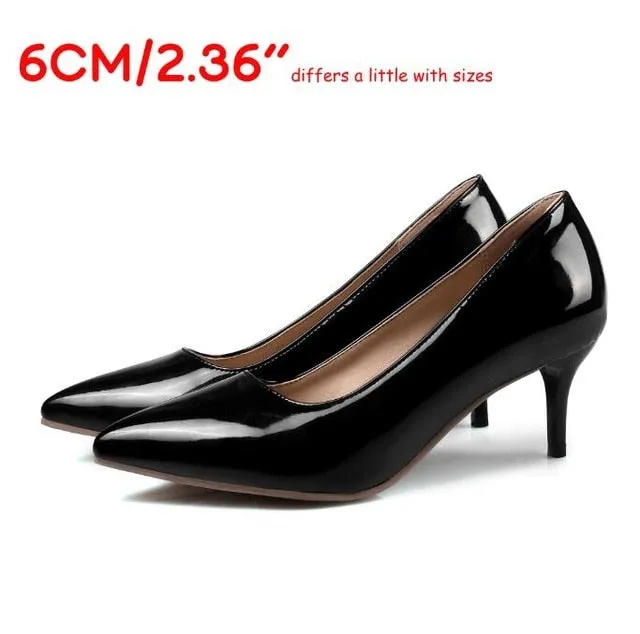 LAIGZEM FASHION Women Heels Pointy Toe Stiletto High Heels 6/8/12CM Pumps Dress Wedding Work Basic Shoes Woman Big Size 33-47