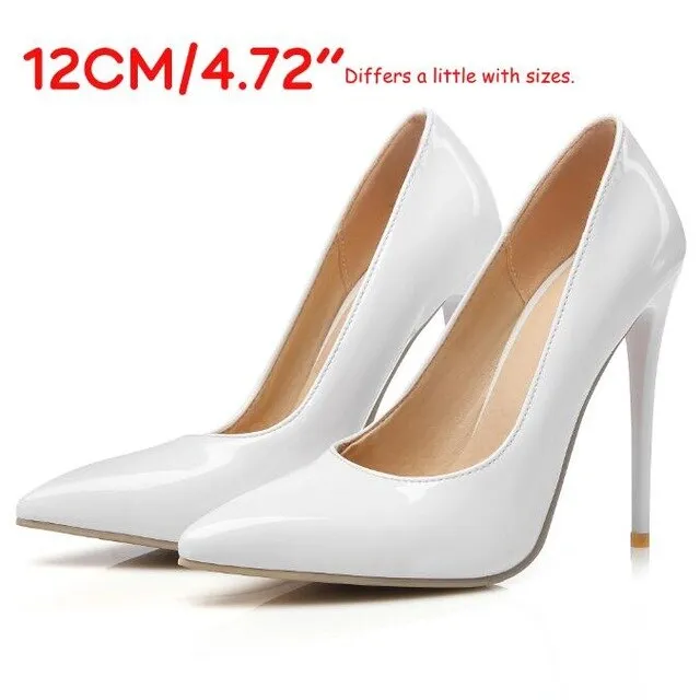 LAIGZEM FASHION Women Heels Pointy Toe Stiletto High Heels 6/8/12CM Pumps Dress Wedding Work Basic Shoes Woman Big Size 33-47