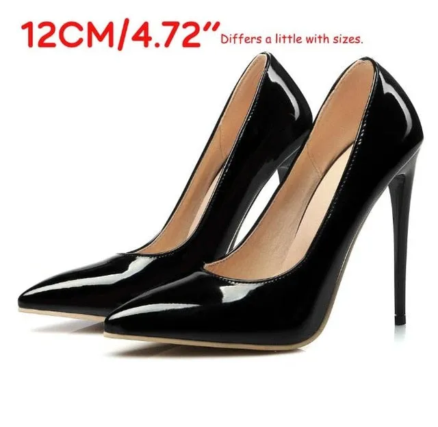 LAIGZEM FASHION Women Heels Pointy Toe Stiletto High Heels 6/8/12CM Pumps Dress Wedding Work Basic Shoes Woman Big Size 33-47