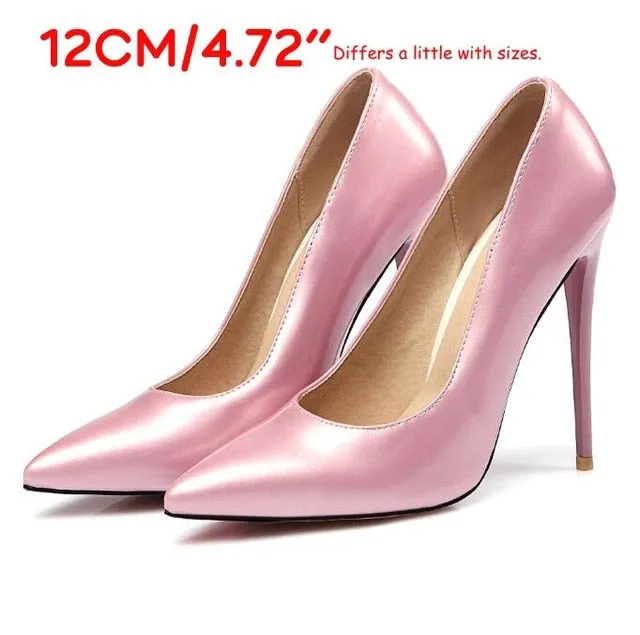 LAIGZEM FASHION Women Heels Pointy Toe Stiletto High Heels 6/8/12CM Pumps Dress Wedding Work Basic Shoes Woman Big Size 33-47