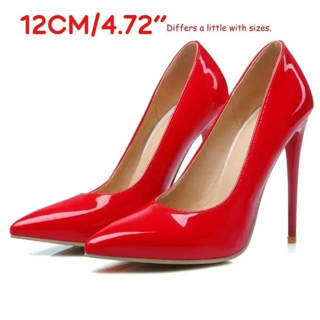 LAIGZEM FASHION Women Heels Pointy Toe Stiletto High Heels 6/8/12CM Pumps Dress Wedding Work Basic Shoes Woman Big Size 33-47