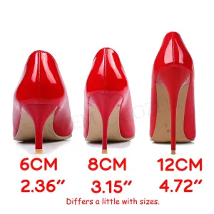 LAIGZEM FASHION Women Heels Pointy Toe Stiletto High Heels 6/8/12CM Pumps Dress Wedding Work Basic Shoes Woman Big Size 33-47