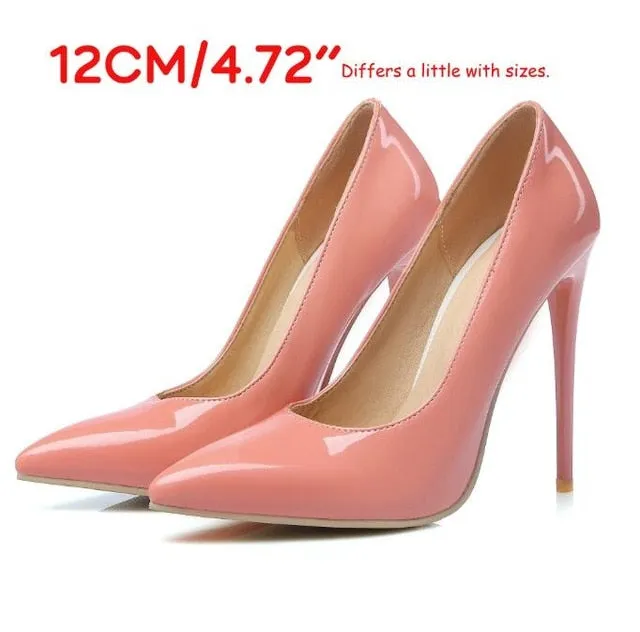 LAIGZEM FASHION Women Heels Pointy Toe Stiletto High Heels 6/8/12CM Pumps Dress Wedding Work Basic Shoes Woman Big Size 33-47