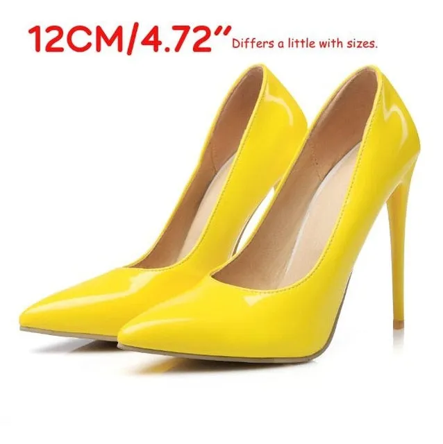 LAIGZEM FASHION Women Heels Pointy Toe Stiletto High Heels 6/8/12CM Pumps Dress Wedding Work Basic Shoes Woman Big Size 33-47